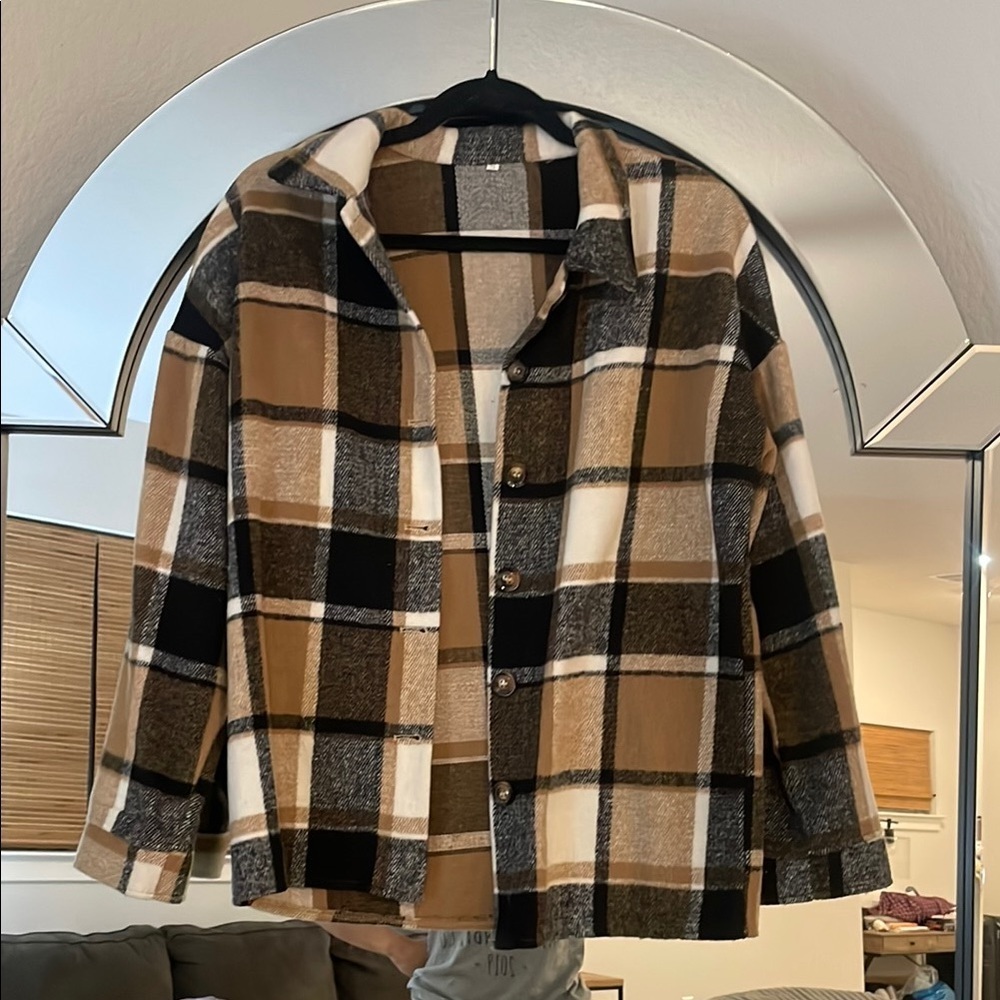 Lightweight Brown and Black Shirt Jacket